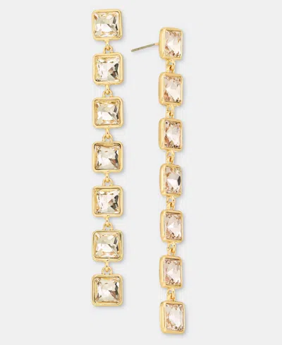 Inc International Concepts Crystal Linear Drop Earrings, Macy's Exclusive In Gold,cryst