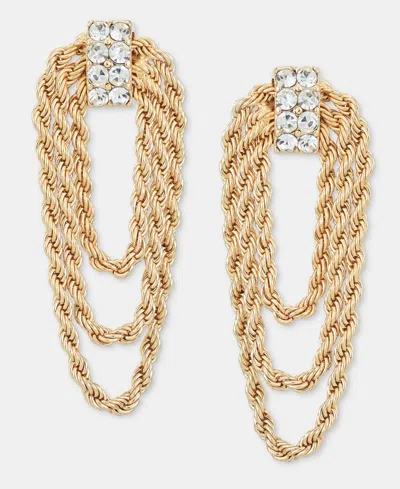 Inc International Concepts Crystal Multi-row Chain Wrap Statement Earrings, Macy's Exclusive In Gold
