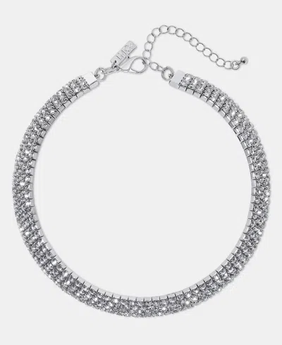 Inc International Concepts Crystal Multirow Flex Necklace, Macy's Exclusive In Metallic