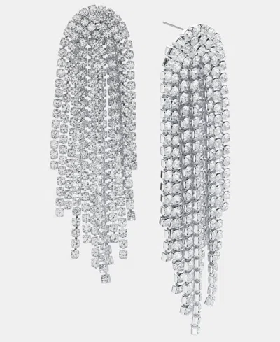 Inc International Concepts Crystal Shaky Chandelier Earrings, Macy's Exclusive In Silver