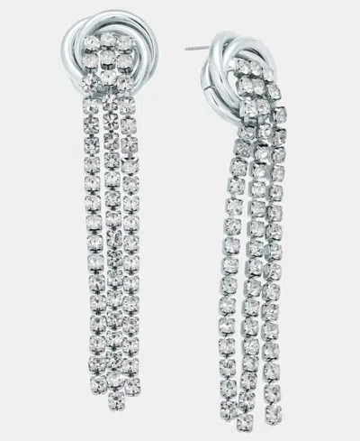 Inc International Concepts Crystal Tassel Knot Statement Earrings, Macy's Exclusive In Silver