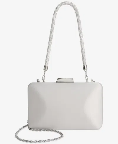 Inc International Concepts Crystal Top Handle Mini Satin Frame Bag, Exclusively At Macy's In Silver