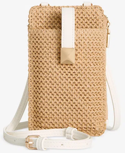 Inc International Concepts Devvi Straw Phone Crossbody, Exclusively At Macy's In Natural Straw Printed Trim