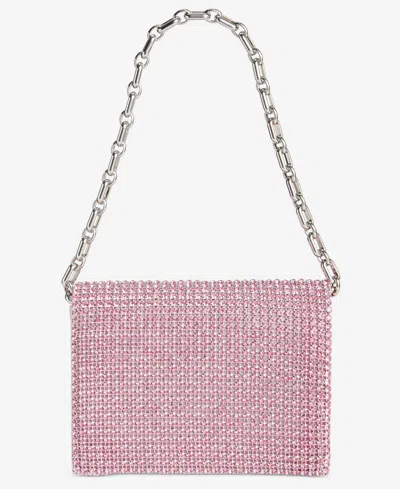 Inc International Concepts Diamond Mesh Satin Flap Mini Handbag, Exclusively At Macy's In Pink Dogwo