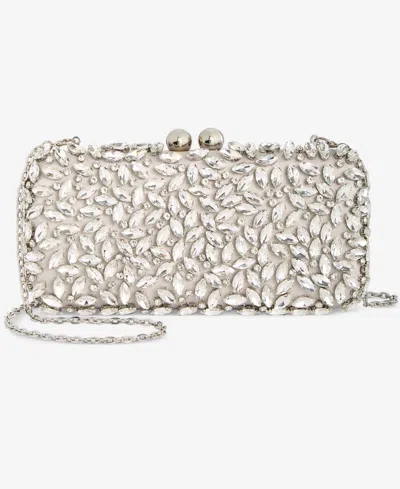 Inc International Concepts East West Embellished Small Minaudiere, Exclusively At Macy's In Alf Silver Metallic
