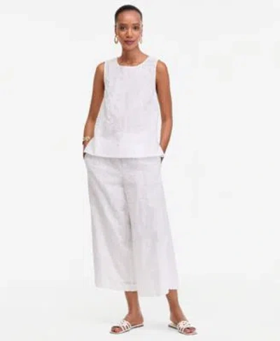 Inc International Concepts Embroidered Sleeveless Blouse Wide Leg Pants Macys Exclusive In White