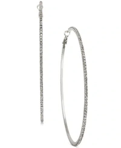 Inc International Concepts Extra-large Pave Hoop Earrings, 3.54", Created For Macy's In Silver