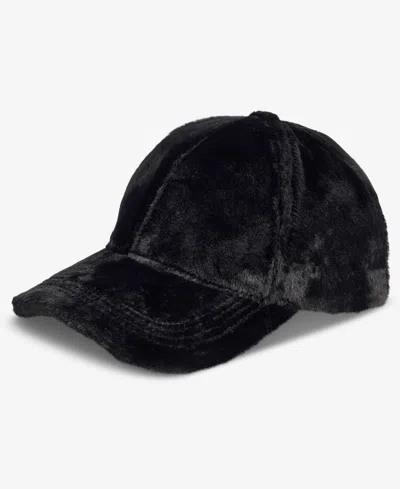 Inc International Concepts Faux Fur Baseball Cap, Macy's Exclusive In Black