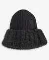 Inc International Concepts Faux Fur Cuff Ribbed Knit Beanie, Macy's Exclusive In Gray