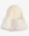 Inc International Concepts Faux Fur Cuff Ribbed Knit Beanie, Macy's Exclusive In White