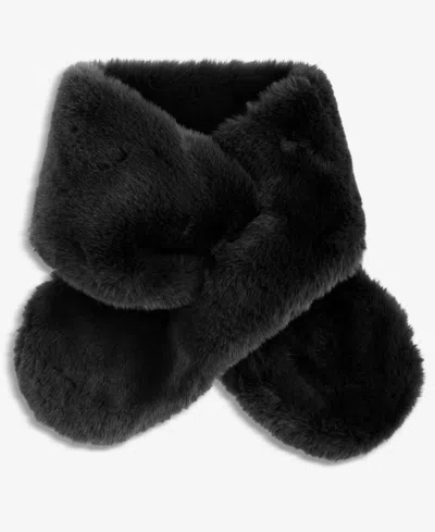 Inc International Concepts Faux Fur Pull-through Scarf, Macy's Exclusive In Black