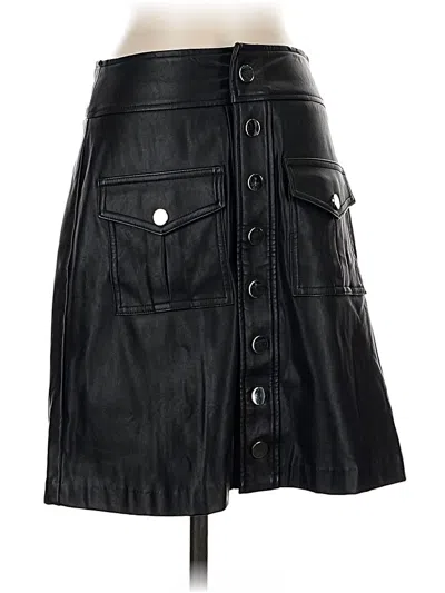 Pre-owned Inc International Concepts Faux Leather Skirt In Black
