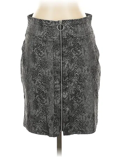 Pre-owned Inc International Concepts Faux Leather Skirt In Gray
