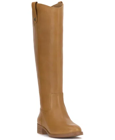 Inc International Concepts Fawne Leather Knee High Boots, Created For Macy's In Black