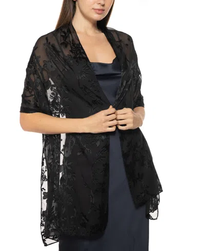 Inc International Concepts Floral Evening Wrap, Created For Macy's In Black