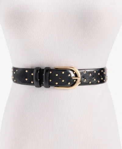 Inc International Concepts Foil Dot Pant Belt, Macy's Exclusive In Black Gold