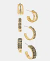 Inc International Concepts Glass Stone Hoop Earrings, Set Of 3, Macy's Exclusive In Gold