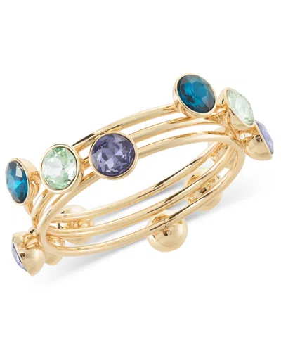 Inc International Concepts Gold-tone 3-pc. Set Multicolor Crystal & Stone Bangle Bracelets, Created For Macy's