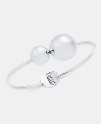 Inc International Concepts Gold-tone Beaded Cuff Bracelet, Macy's Exclusive In Silver