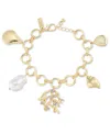 Inc International Concepts Gold-tone Crystal & Imitation Pearl Reef Charm Bracelet, Exclusively At Macy's