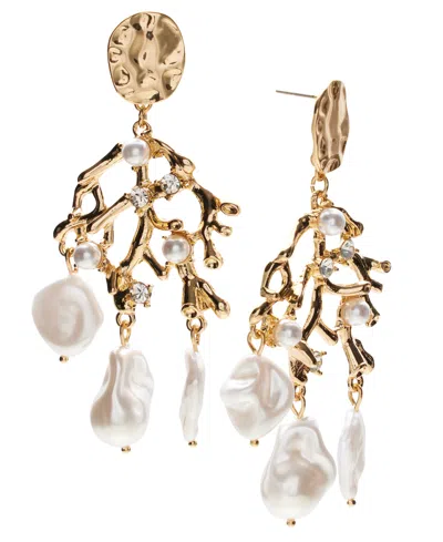 Inc International Concepts Gold-tone Crystal & Imitation Pearl Reef Statement Earrings, Exclusively At Macy's