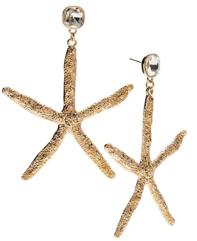 Inc International Concepts Gold-tone Crystal & Starfish Statement Earrings, Exclusively At Macy's