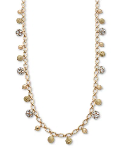 Inc International Concepts Gold-tone Crystal & Thread-wrapped Bead Charm Necklace, 36" + 3" Extender, Created For Macy's
