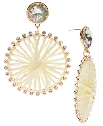 Inc International Concepts Gold-tone Crystal Raffia-wrapped Drop Earrings, Exclusively At Macy's