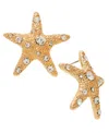 Inc International Concepts Gold-tone Crystal Starfish Statement Button Earrings, Exclusively At Macy's