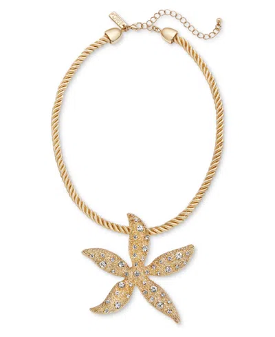 Inc International Concepts Gold-tone Crystal Starfish Statement Pendant Necklace, 16-1/2" + 3" Extender, Exclusively At Macy's