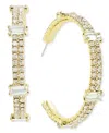 INC INTERNATIONAL CONCEPTS GOLD-TONE CRYSTAL TWO-ROW LARGE HOOP EARRINGS, 2.55", CREATED FOR MACY'S