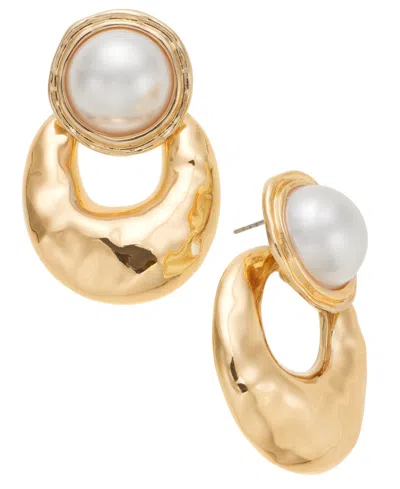 Inc International Concepts Gold-tone Imitation Pearl Sculptural Drop Earrings, Exclusively At Macy's