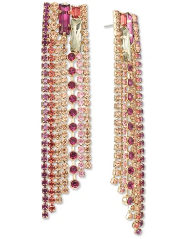 Inc International Concepts Gold-tone Mixed Color Crystal Fringe Statement Earrings, Created For Macy's In Multi