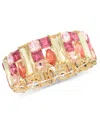 INC INTERNATIONAL CONCEPTS GOLD-TONE MIXED CUT MULTICOLOR CRYSTAL STRETCH BRACELET, CREATED FOR MACY'S