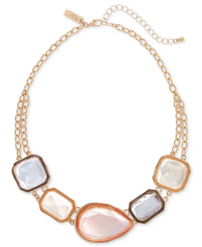 Inc International Concepts Gold-tone Mixed Stone Double Chain Statement Necklace, 16" + 3" Extender, Exclusively At Macy's In Beige