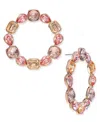 Inc International Concepts Gold-tone Mixed Stone Front-facing Hoop Earrings, Exclusively At Macy's In Beige