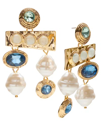 Inc International Concepts Gold-tone Mixed Stone Statement Earrings, Exclusively At Macy's