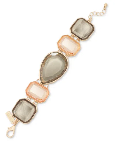 Inc International Concepts Gold-tone Mixed Stone Statement Flex Bracelet, Exclusively At Macy's In Beige