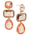 Inc International Concepts Gold-tone Mixed Stone Triple Drop Earrings, Exclusively At Macy's In Beige