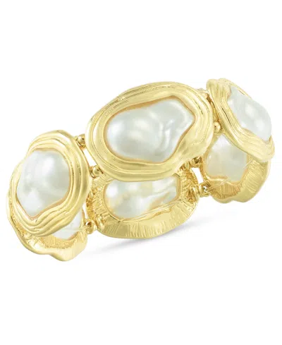 Inc International Concepts Gold-tone Mother-of-pearl Stretch Bracelet, Exclusively At Macy's