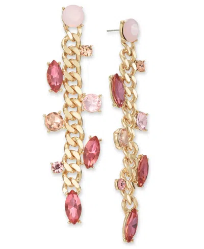Inc International Concepts Gold-tone Multi Stone Chain Drop Earrings, Created For Macy's