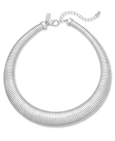 Inc International Concepts Gold-tone Omega Chain Collar Necklace, 17" + 3" Extender, Exclusively At Macy's In Silver