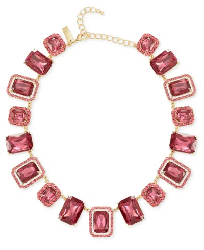 Inc International Concepts Gold-tone Pink Stone All Around Necklace, 18" + 3" Extender, Created For Macy's
