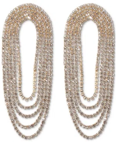 Inc International Concepts Gold-tone Rhinestone Chain Loop Statement Earrings, Created For Macy's