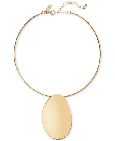 Inc International Concepts Gold-tone Sculptural Disc Structured Pendant Necklace, 16" + 3" Extender, Exclusively At Macy's