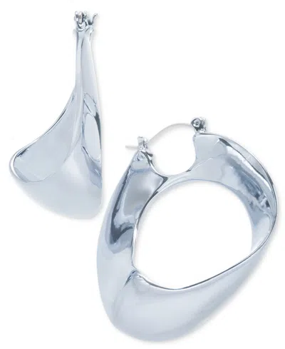 Inc International Concepts Gold-tone Twisted Hoop Earrings, Exclusively At Macy's In Silver