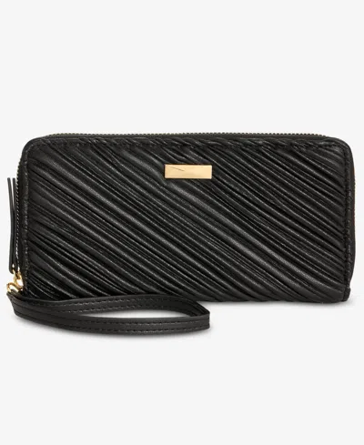 Inc International Concepts Hazel Ruched Zip-around Wallet, Macy's Exclusive In Black