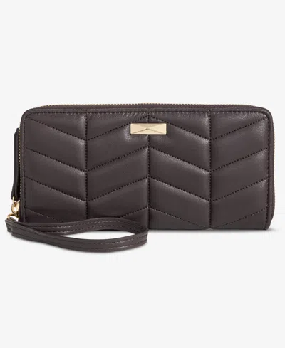 Inc International Concepts Hazel Zip-around Quilt Wristlet, Exclusively At Macy's In Chocolate Plum