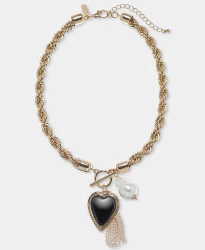 Inc International Concepts Heart, Imitation Pearl & Chain Tassel Statement Necklace, 16-1/2" + 3" Extender, Macy's Exclusive In Multi