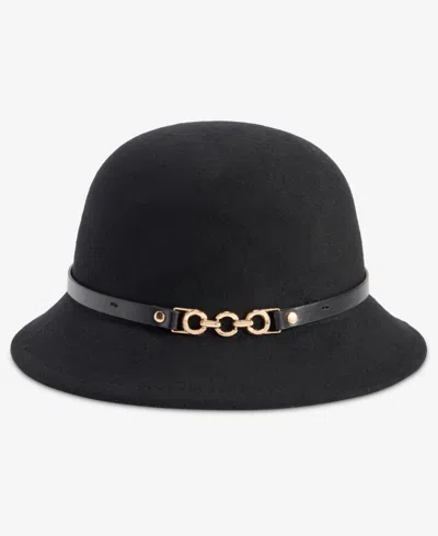 Inc International Concepts Horsebit Felt Cloche Hat, Macy's Exclusive In Black